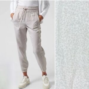 Athleta Cabo Linen Jogger Pants Micro Cheetah Beige Size 4 High Rise Coastal